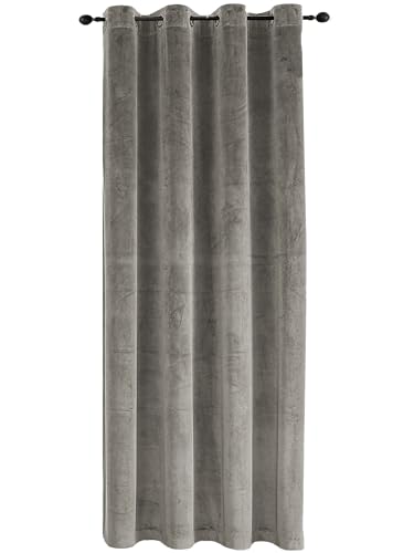 TiborTex Vorhang Ösen 140x175 cm Taupe Verdunkelung Samt weich Blickdicht Gardine abdunkelnd Thermogardine Wohnzimmer Schlafzimmer von TiborTex