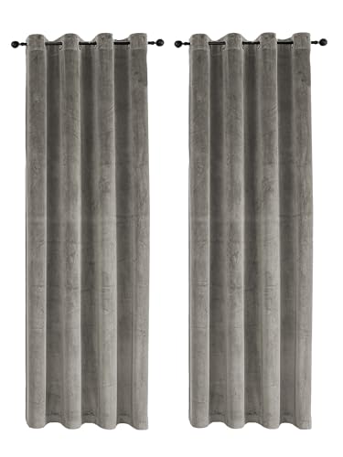 TiborTex Vorhang Ösen 2er Set Verdunkelung 300x245 cm Samt weich Blickdicht Gardine Schlafzimmer Wohnzimmer (Taupe) von TiborTex