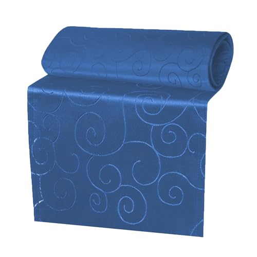 Tischläufer Damast Ornamente Königsblau 40x140 cm eckig zulaufen Tischwäsche Esstisch Tischdecke Tischdeko Esstisch Dekoration von TiborTex