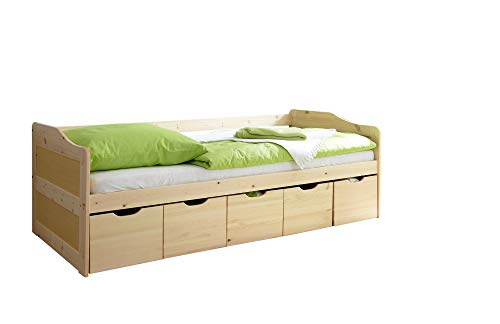 Sofabett Funktionsbett mit Schubkasten Maria Kiefer massiv Natur von TiCAA