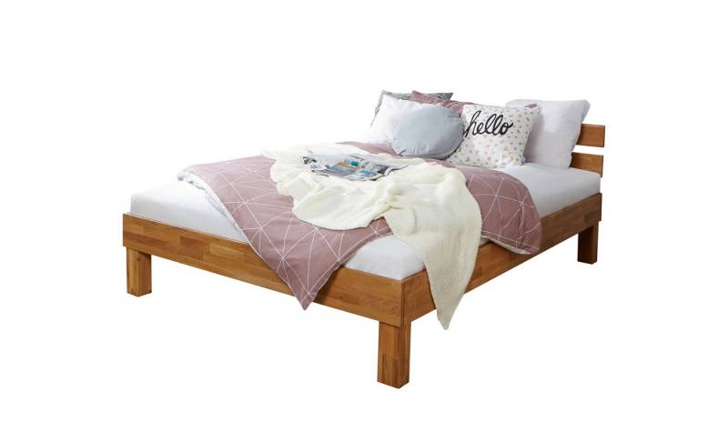 Ticaa Bettgestell Eiche Bett "Luis" massiv Einzelbett Futonbett von Ticaa