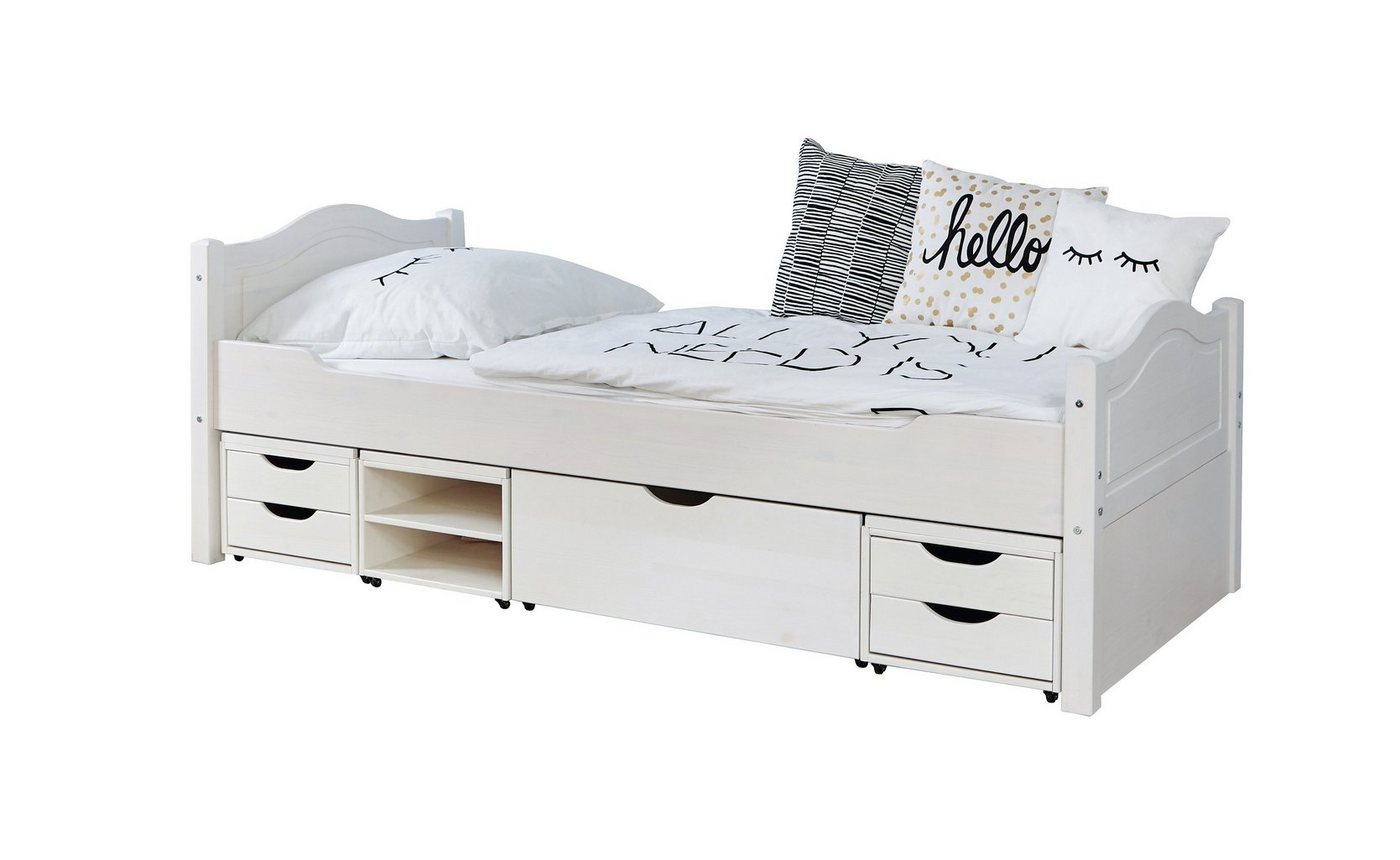 Ticaa Bettgestell Einzelbett Leni" 100x200 Kiefer Weiß" von Ticaa