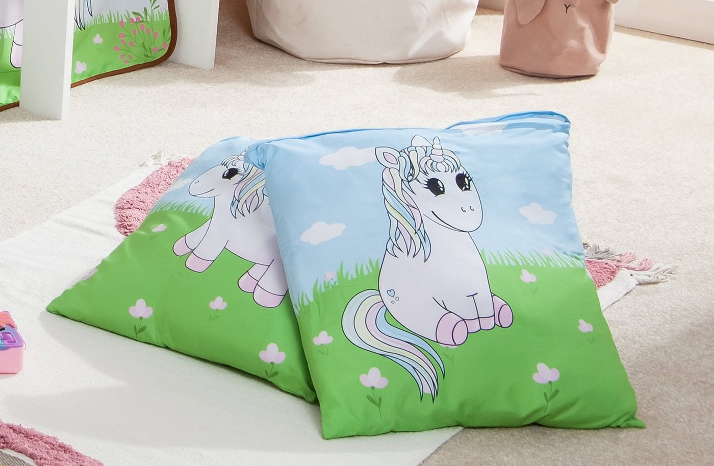 Ticaa Dekokissen Kinder Kissen-Set Einhorn Rainbow", Kissen-Set mit Füllung" von Ticaa