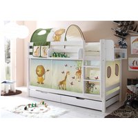 Ticaa Etagenbett "Marcel", mit Rollrost und Textil-Set, Kiefer von TICAA