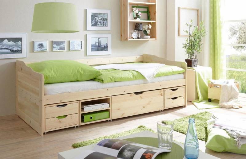 Ticaa Funktionsbett Marlies, mit Schubkästen, Kiefer von Ticaa