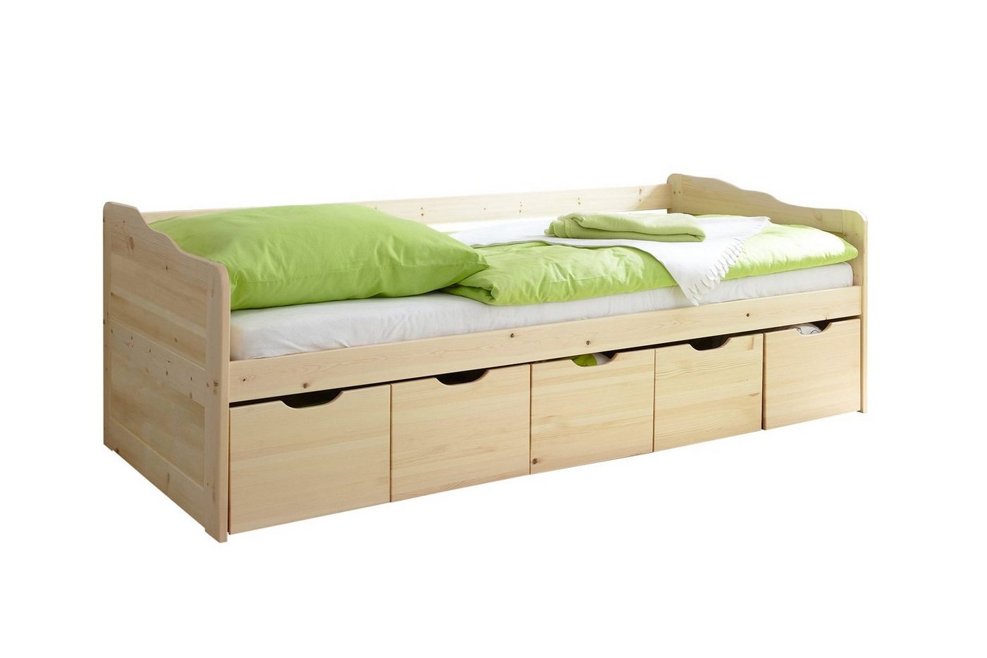 Ticaa Funktionsbett Sofabett Maria Massivholz Natur (Set), Funktionsbett mit Stauraum von Ticaa