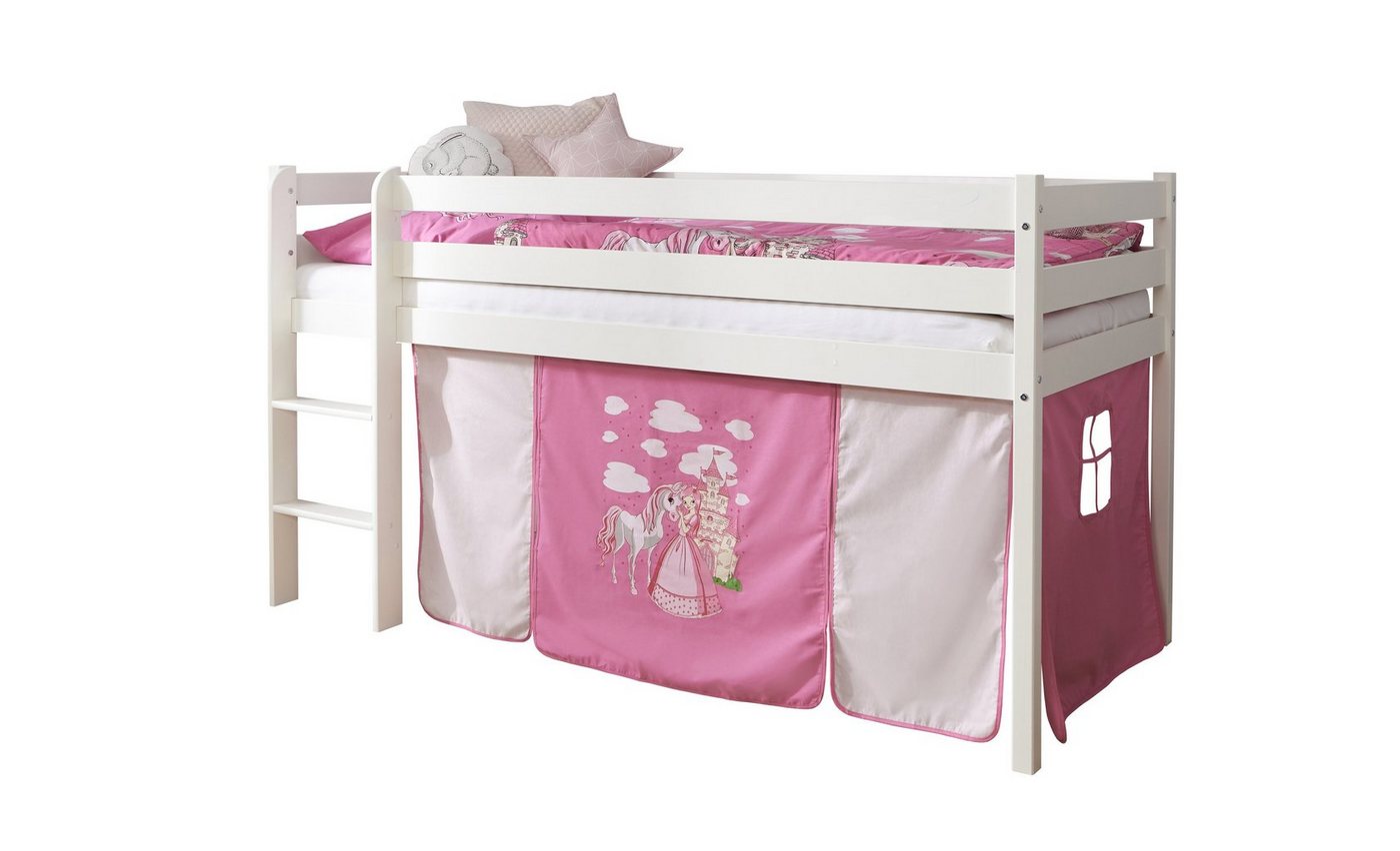 Ticaa Hochbett Hochbett Kiefer Weiß Vorhang Horse Rosa-Pink" von Ticaa