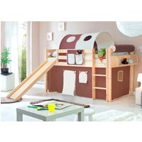 Ticaa Hochbett "Manuel", Rollrost und Textil-Set wahlweise mit Matratze, Kiefer massiv natur von TICAA