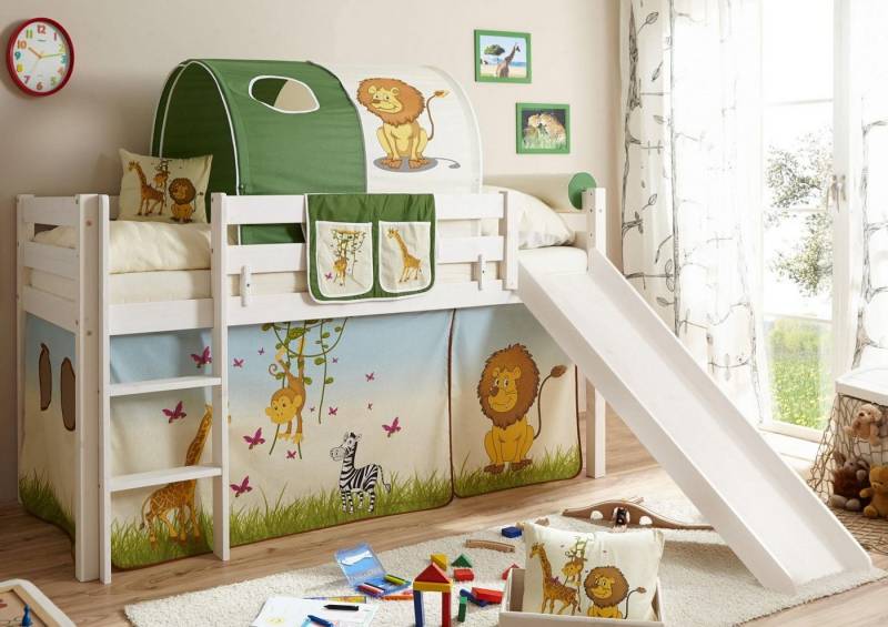 Ticaa Hochbett Manuel mit Rollrost, Kiefer massiv natur oder weiß von Ticaa