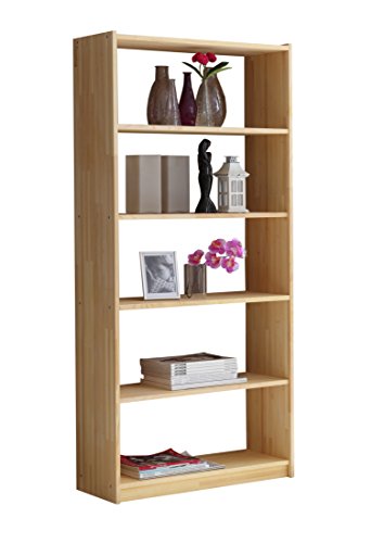 TiCAA Standregal Bücherregal Kiefer Natur H179cm von TiCAA