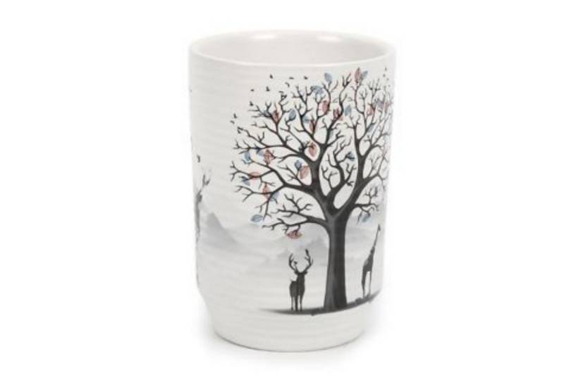 Ticca Becher Kaffeebecher, Keramikbecher mit Waldmotiv, 5,5x5,5x10 cm, Keramik von Ticca