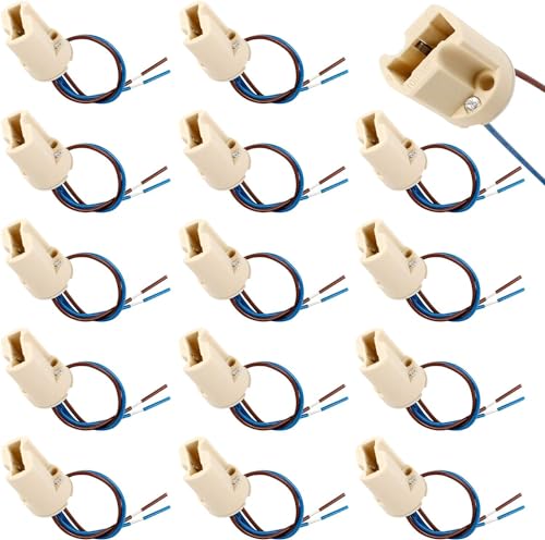 15 Stück G9 Lampenfassung mit isol Kabelzuleitung Lampensockel Halogen Keramik Fassung G9 Keramik Anschlusskabel Lampenfassungen mit Teflondraht hoch temperaturbeständiger Draht für LED Halogen von Ticeed
