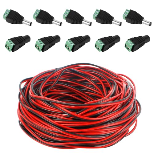Ticeed 11 Stück 20m 2 Pin LED Streifen Verlängerungskabel LED Strip Anschlusskabel LED Verbinder mit DC-Klinkensteckeradapter für SMD 3528 2835 5050 5630 LED Band und andere 12V-14V LED Beleuchtung von Ticeed