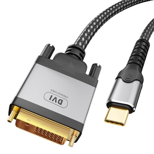 Ticenpe USB C auf DVI Kabel 2m, 4K@30Hz USB Typ C [Thunderbolt 3] zu DVI-D 24+1, Doppelt geflochtenes Nylonseil, Vergoldeter Stecker, Kompatibel für MacBook Pro, Samsung, Surface Book, Dell, Pixelbook von Ticenpe