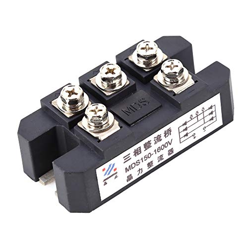 Dreiphasen-Gleichrichterbrücke, Drei-/Dreiphasen-Diodenbrückengleichrichter 150A MDS150A 1600V Leistung Robustes 3-Phasen-Gleichrichtermodul mit 5 Anschlüssen Dreiphasen-Gleichrichterbrücke, Drei-/Dreiphasen-Diodenbrückengleichrichter 150A MDS150A 1600V Leistung Robustes 3-Phasen-Gleichrichtermodul mit 5 Anschlüssen von Ticfox