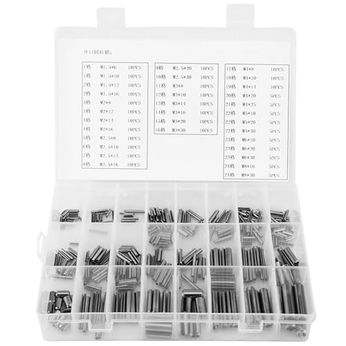 Nietstifte Sortiment Set, 280Stück Edelstahl Federspannstifte Set M1.5 M2 M2.5 M3 M4 M5 M6 M8 mit Box für Heimwerker Automobil Reparatu von Ticfox