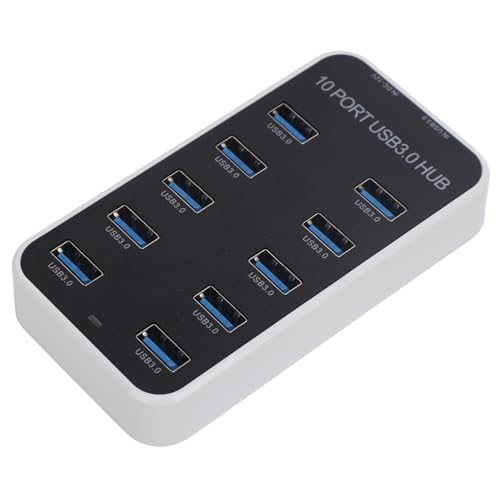 Ticfox 10 Ports USB 3.0-Hub, Hub-Station Hub, Schnelle Datenübertragung, Unterstützung von DC 12-24V Netzteil für Laptop, PC-Computer von TICFOX