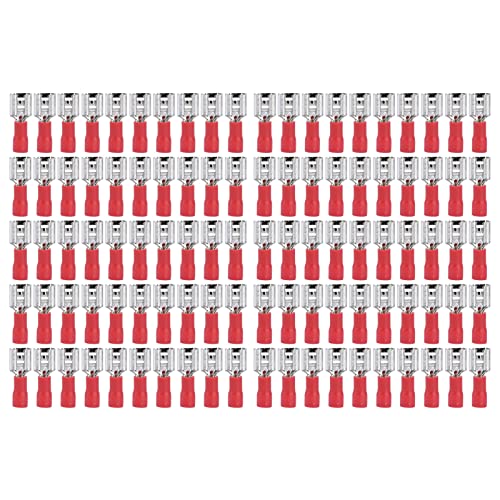 Ticfox 100 Stück Isolierte Flachkabelverbinder Kupfer PVC Elektrische Crimpklemme Isolierte Crimpverbinder für den Haushalt 22-16AWG(MDD 1.25-250) von Ticfox