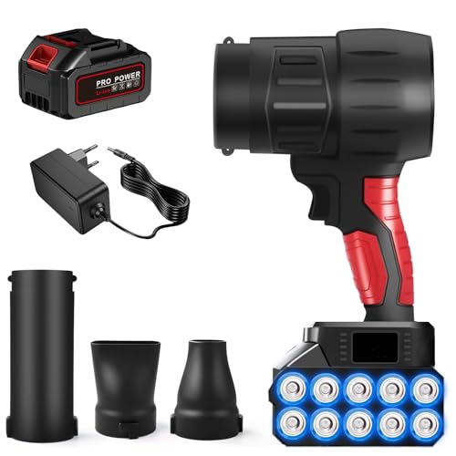 Turbo Jet Gebläse, Auto Trockner Gebläse Akku, 35000RPM Gewalttätiger Turbo Fan Schnurloser elektrischer Jet Ventilator Handgetragenes Luftgebläse Schnee Laub Staubgebläse Werkzeug(EU Stecker) von TICFOX