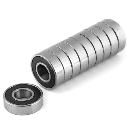 TICFOX Versiegelte Kugellager, 10 Stück 6000-2RS Kugellager, 12x28x8mm Doppelt geschützte Rillenkugellager gummigedichtete Rillenkugellager für DIY, Drehbänke, Motoren, 3D-Drucker von TICFOX