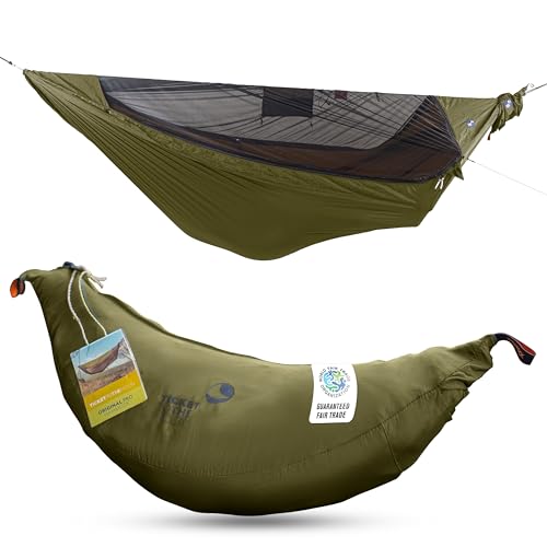 Ticket to the Moon Fallschirmhängematte Pro - Army Grün | Hängematte Outdoor mit 325 x 170 cm mit integriertem Moskitonetz, Karabinern und Ridgeline für schnellen Aufbau | Original seit 1996 Ticket to the Moon Fallschirmhängematte Pro - Army Grün | Hängematte Outdoor mit 325 x 170 cm mit integriertem Moskitonetz, Karabinern und Ridgeline für schnellen Aufbau | Original seit 1996 von Ticket to the Moon