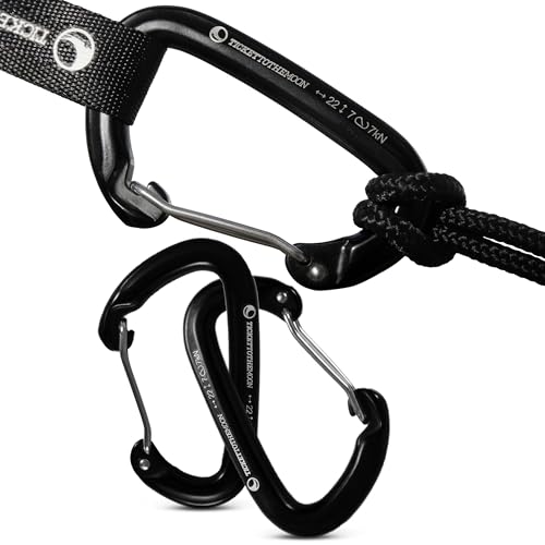 Ticket to the Moon Fair Trade 2er Pack Hochwertige Karabiner-Haken 22kN (~ 2.240kg) für Hängematte, Camping, Wandern, Angeln von Ticket to the Moon