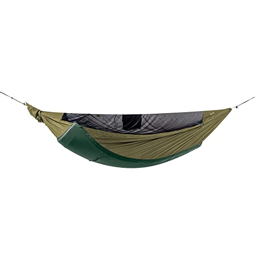 Ticket to the Moon ProMat Hammock (325 x 170cm) Hängematte mit Einschubfach für Isomatte und Moskitonetz (Army Green) von Ticket to the Moon