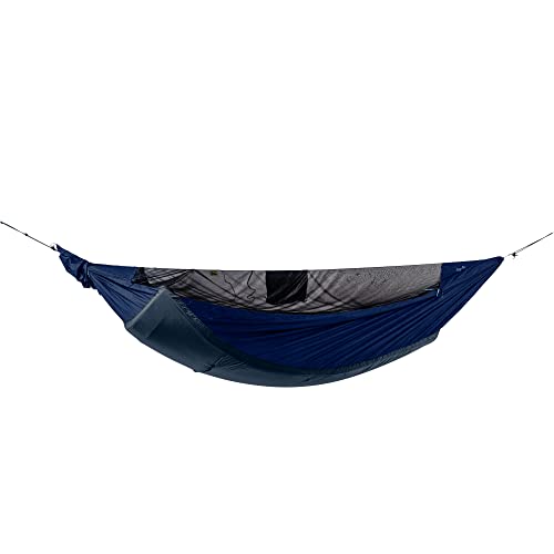 Ticket to the Moon ProMat Hammock (325 x 170cm) Hängematte mit Einschubfach für Isomatte und Moskitonetz (Navy Blue) von Ticket to the Moon