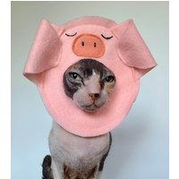 Schwein Haustierkostüm Hut in Weichem Rosa Aus Leichtem Filz Für Kleine Haustiere Katzen Hunde von Ticketybootique
