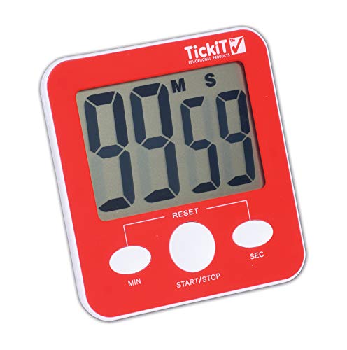 TickiT 92077 Jumbo Timer - Red - Digital Timer with Large Display Stand and Magnet for Mounting von TickiT