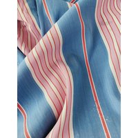 Stoffmuster 10cm X - Antiker Inlett Stoff Pink Blau Streifen Weiches Baumwoll Material Rec-Ra-Azul-002F von TickingDepot
