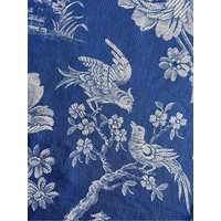 Stoffmuster 10cm X - Antiker Inlett Stoff Kobalt Blau Vögel Home Decor Unikat Chinoiserie 1930Er Jahre Sehr Selten Rec-Da-Azul-023 von TickingDepot