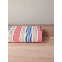 Stoffmuster 10cm X - Antike Rote Und Blaue Streifen Inlett Stoff 1940-1950 Weicher Baumwolltwill Vintage Textil Rec-Ra-Rosa-005B von TickingDepot