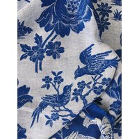 Stoffmuster 10cmx10cm - Antiker Stoff Kobalt Blau Vögel 1930Er Jahre Antik Chinoiserie Rec-Da-Azul-023D von TickingDepot