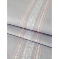 Lagerware - Antiker Inlett Stoff Vintage Baumwolle Feder Grau Rosa Streifen Unbenutzt Alter Lagerbestand 1930Er Jahre Unikat Inlettstoff Ra-Azul-012 von TickingDepot