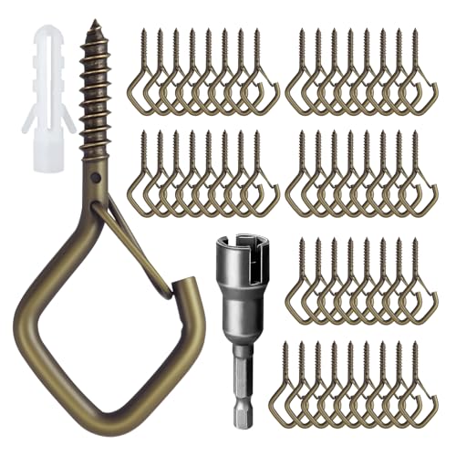 Ticway 50 Stück Outdoor-Haken für Lichterketten, Schraubhaken zum Aufhängen von Pflanzen, Deckenhaken mit Sicherheitsschnalle, quadratischer Aufhänger für Windspiele, Vogelfutterspender, Laternen Ticway 50 Stück Outdoor-Haken für Lichterketten, Schraubhaken zum Aufhängen von Pflanzen, Deckenhaken mit Sicherheitsschnalle, quadratischer Aufhänger für Windspiele, Vogelfutterspender, Laternen von Ticway
