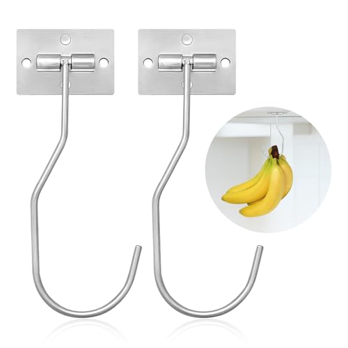 Ticway Bananenhaken - Platzsparender Bananenhalter zum Frischhalten von Bananen, selbstklebender und schraubbarer Bananenhaken 2Pack Silbrig Ticway Bananenhaken - Platzsparender Bananenhalter zum Frischhalten von Bananen, selbstklebender und schraubbarer Bananenhaken 2Pack Silbrig von Ticway