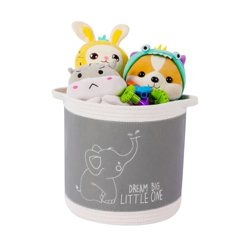 Spielzeugkorb für Baby, Wäschekorb, Deckenkörbe, süße Elefant Kinderzimmer Körbe Spielzeug Aufbewahrungskorb, gewebtes Baumwollseil Kinderzimmer Organisation Bins für Kinder Baby Shower Geschenkkörbe von Tidelit