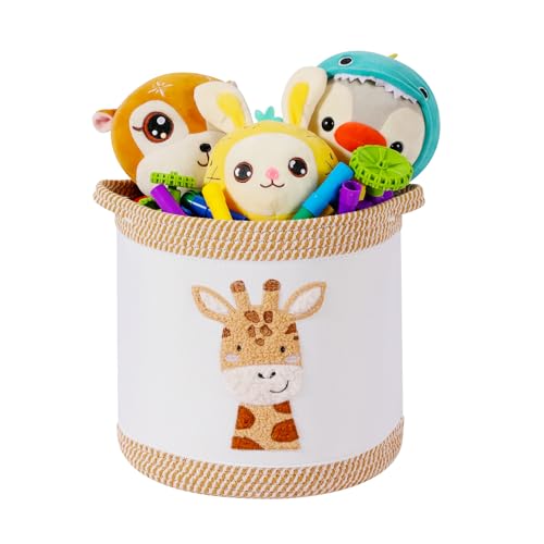 Tidelit Spielzeugkorb für Baby, Wäschekorb, Deckenkörbe, süße Giraffe Kinderzimmer Körbe Spielzeug Aufbewahrungskorb, gewebte Kinderzimmer Organisation Mülleimer von Tidelit