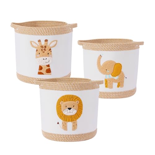 Tidelit Aufbewahrungskorb-Set 3-teilige gewebte Babyspielzeugkörbe, Wäschekörbe, faltbarer Kinderzimmer-Organizer für Spielzeug, Kleidung, Kuscheltiere, geräumige robuste Körbe von Tidelit