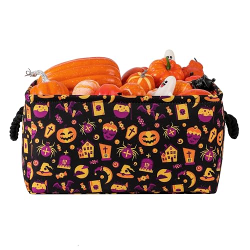 Tidelit Halloween-Geister-Totenkopf-Korb mit Griffen, gruseliger Korb, zusammenklappbarer Aufbewahrungswürfel, rechteckige Aufbewahrungsbox mit Kordelzug-Design für Regal, Schrank, Kinderzimmer Tidelit Halloween-Geister-Totenkopf-Korb mit Griffen, gruseliger Korb, zusammenklappbarer Aufbewahrungswürfel, rechteckige Aufbewahrungsbox mit Kordelzug-Design für Regal, Schrank, Kinderzimmer von Tidelit