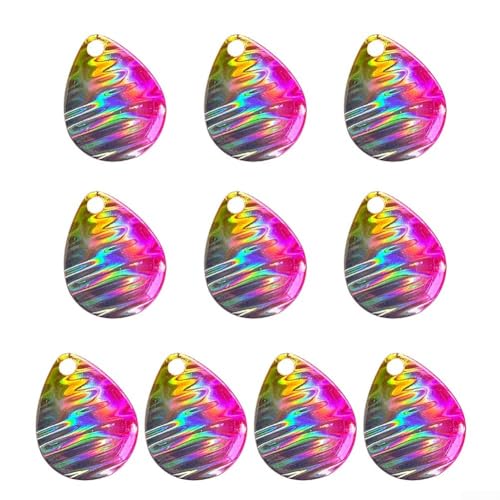 10 Stück Spinner Blades Angelköder-Set Kupfer mit UV-modifiziert für DIY Gebäude Inline Spinner, Buzzbait Spinner und Forellen oder Barsch Angeln Rigs (Pulver) von Tidevib