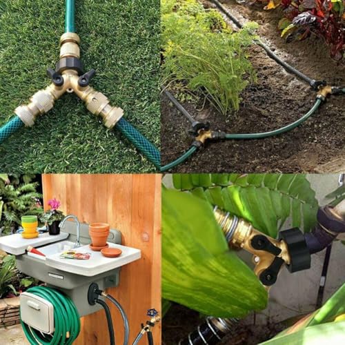 2-Wege-Messing-Schlauchverteiler-Adapter für Waschmaschine und Garten von Tidevib
