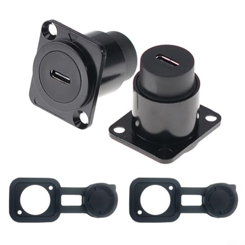 2 x Typ-C-Buchsenstecker durch Koppler-Modul mit schützender Staubabdeckung für zuverlässige Datenübertragung (schwarz) von Tidevib