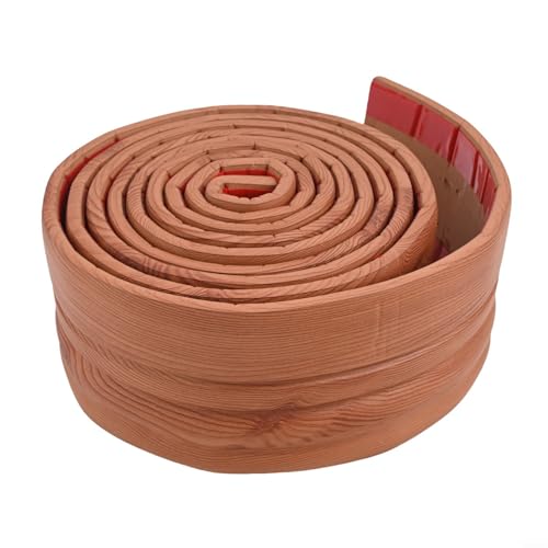 3 Meter schützender Sockelleisten aus Schaumstoff mit abziehbarer Rückseite, dekorative Wand-Taillenleiste, absorbiert und verhindert Schäden an der Wand (braune Holzmaserung) von Tidevib