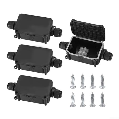 4 Stück IP66 wasserdichte Abzweigdose 2-Wege-Kabelverbinder mit PG9-Buchsen für Industrie, Outdoor und Untergrundverdrahtung von Tidevib