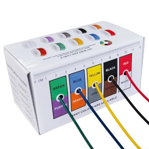 5 Rollen Drahtspule für Elektronik PVC verzinntes Kupfer für sichere und zuverlässige Verbindungen (22AWG 5x10m) von Tidevib
