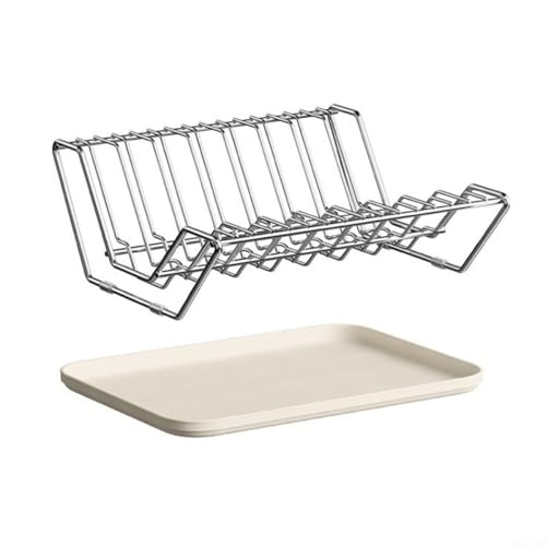 Abtropfgestell aus Edelstahl mit Tablett für die Küchentheke, bietet sichere Aufbewahrung von Schüssel und Geschirr mit rostbeständiger Oberfläche (Schüssel-Geschirrständer) von Tidevib