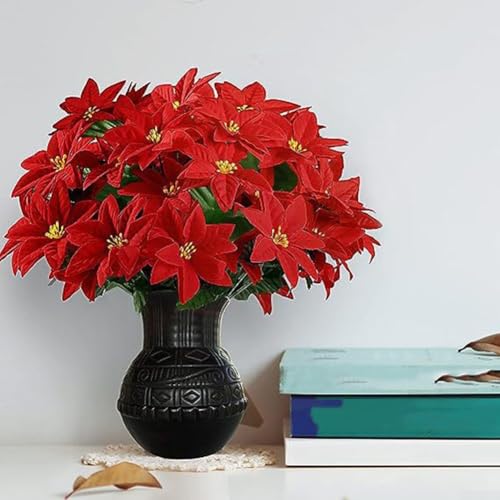 Atemberaubendes 4-teiliges rotes Blumen-Set, um Ihre Veranda oder Ihren Garten in dieser Weihnachtszeit zu verschönern von Tidevib