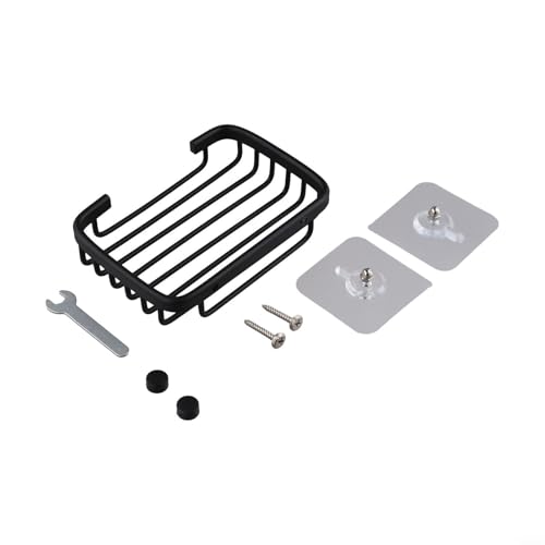 Badezimmer-Seifenschale aus Aluminium mit starken Saugnäpfen, widerstandsfähiger Metallhalter für Dusch- oder Badseifenaufbewahrung und Drainage (schwarz) von Tidevib